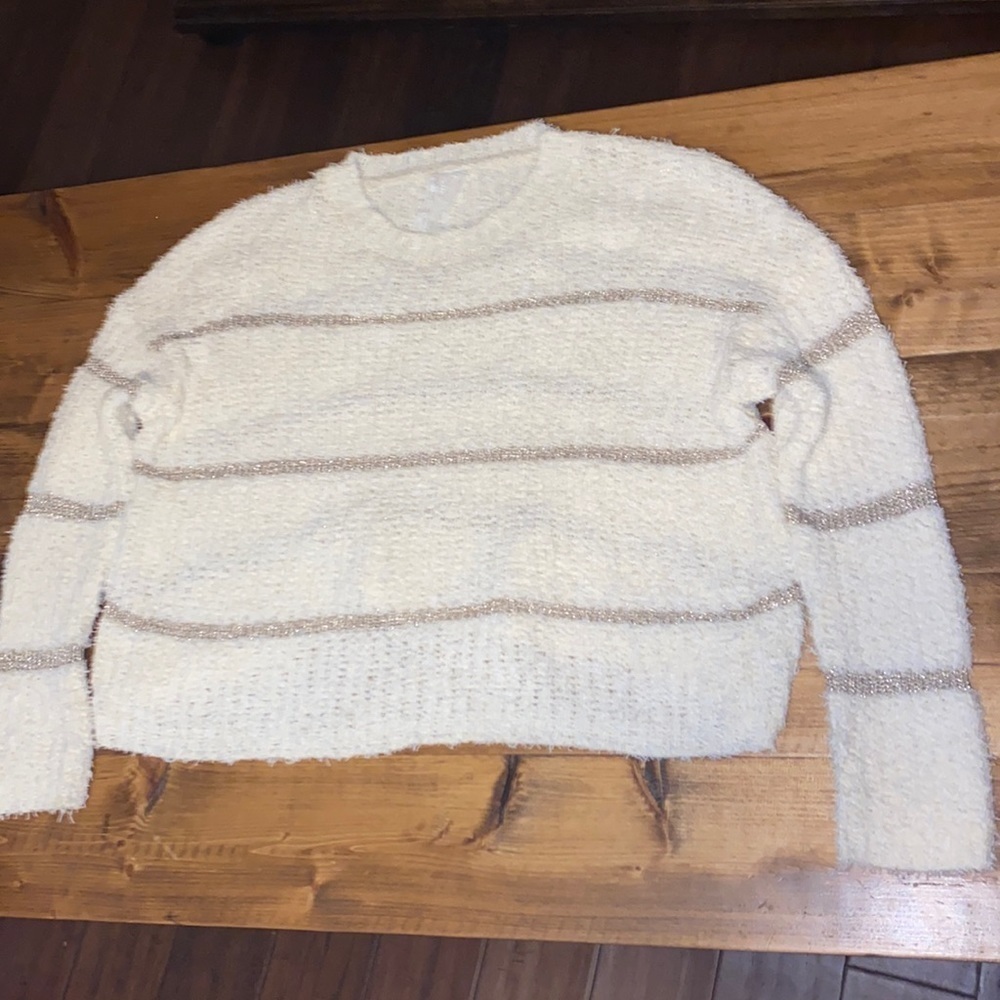 Sadie & sage Women’s Large Oversized Striped Stretched Crochet Knit Sweater